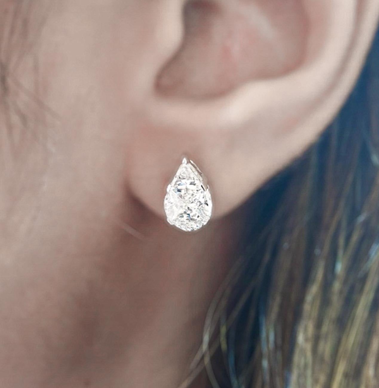 Modern 18 Karat White Gold Diamond Studs For Sale