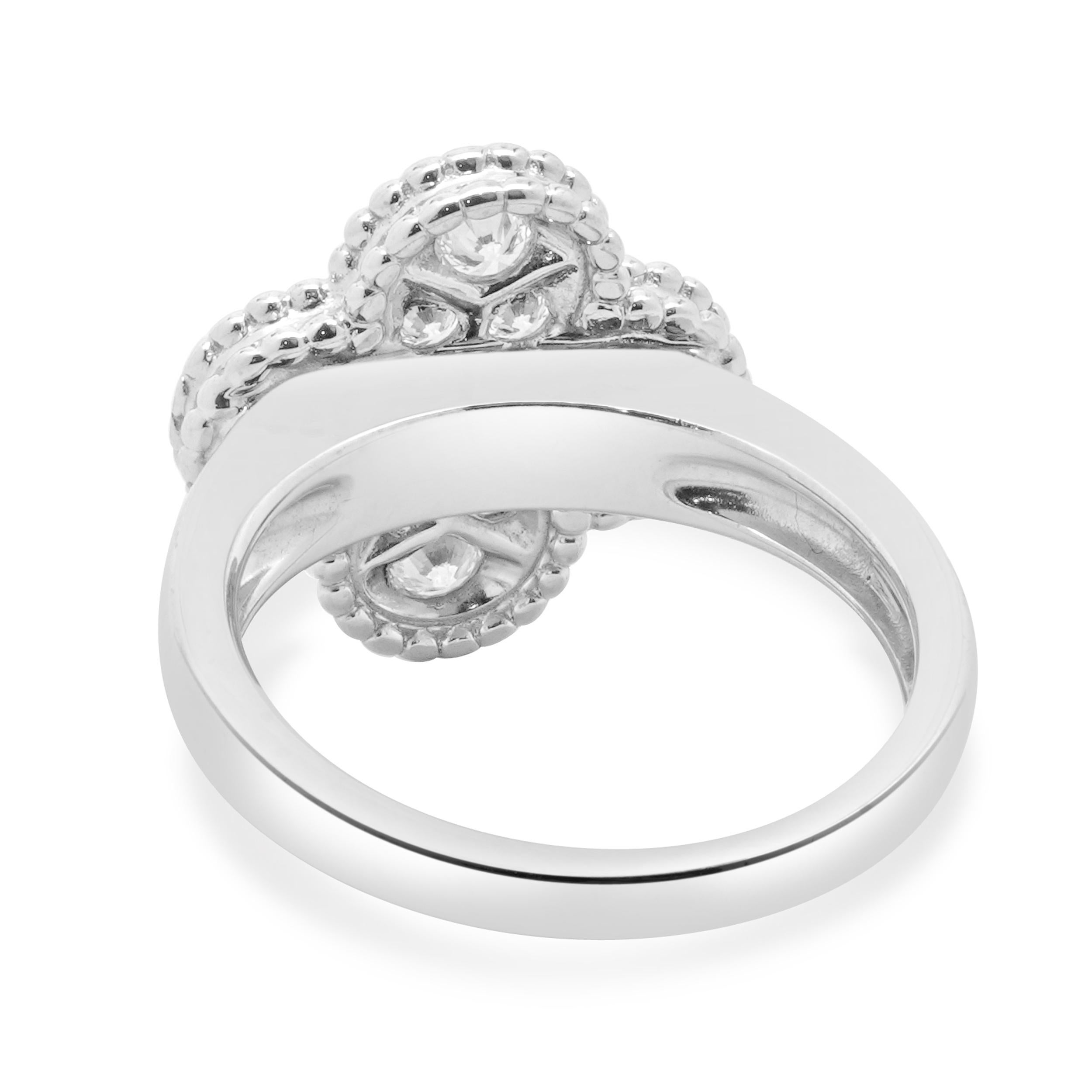 Van Cleef & Arpels 18 Karat White Gold Diamond Sweet Alhambra Ring In Excellent Condition For Sale In Scottsdale, AZ