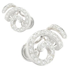 18 Karat White Gold Diamond Swirl Drop Earrings