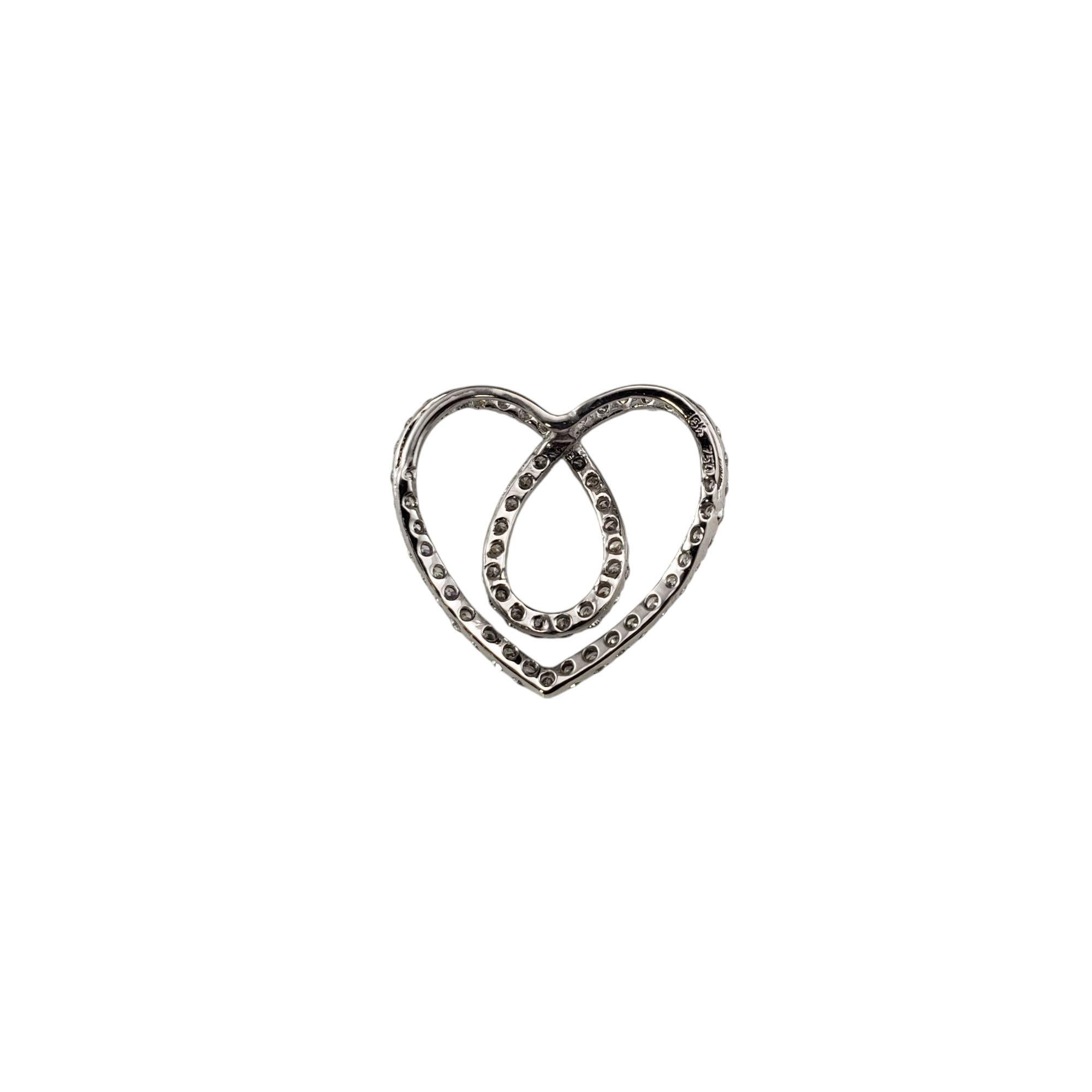 18 Karat Weißgold Diamant-Wirbel-Herz-Anhänger #21234 im Zustand „Gut“ im Angebot in Washington Depot, CT