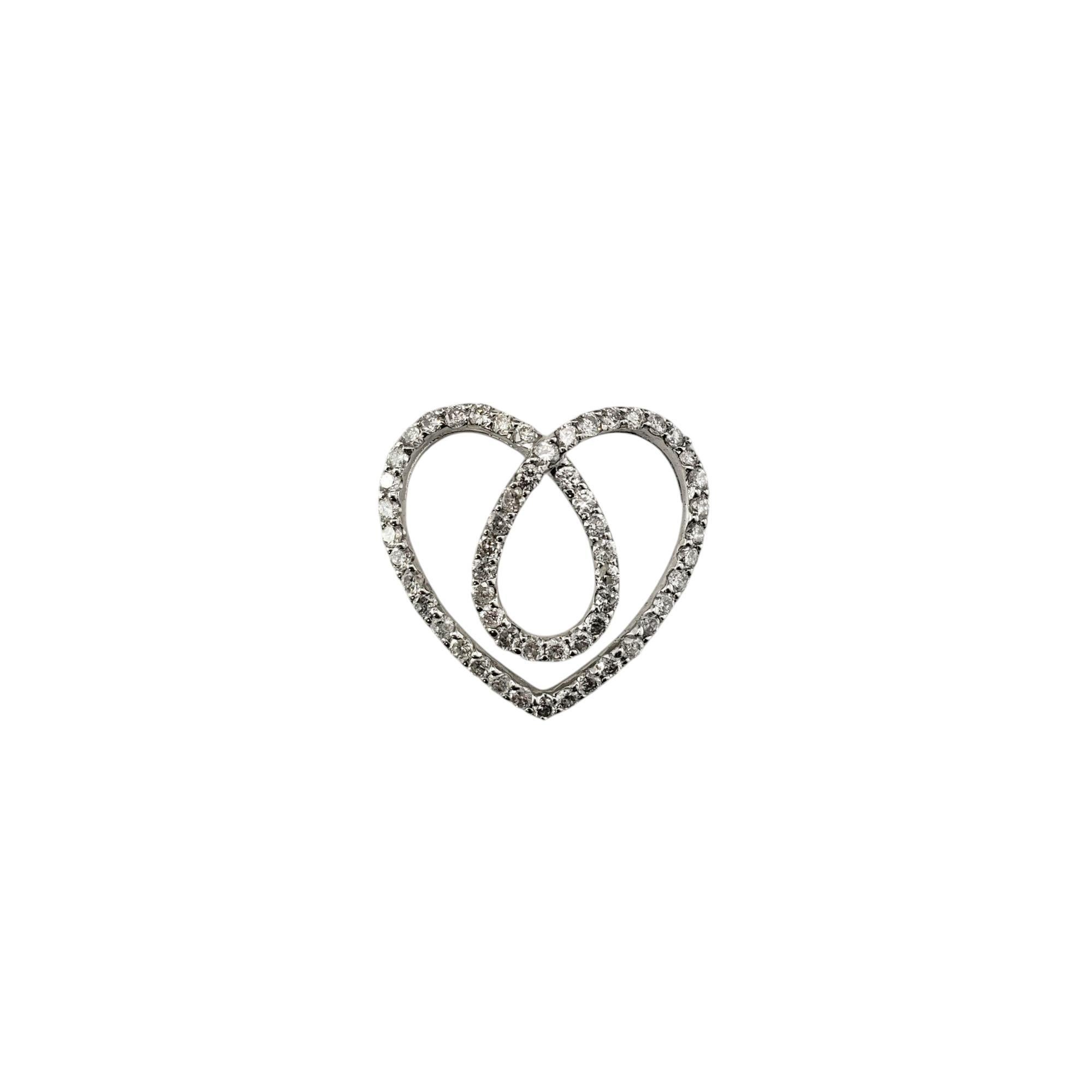 Pendentif cœur tourbillonnant en or blanc 18 carats et diamants #21234