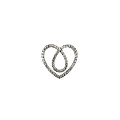 Pendentif cœur tourbillonnant en or blanc 18 carats et diamants #21234