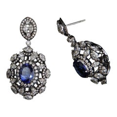 18 Karat White Gold, Diamond & Tanzanite Earrings