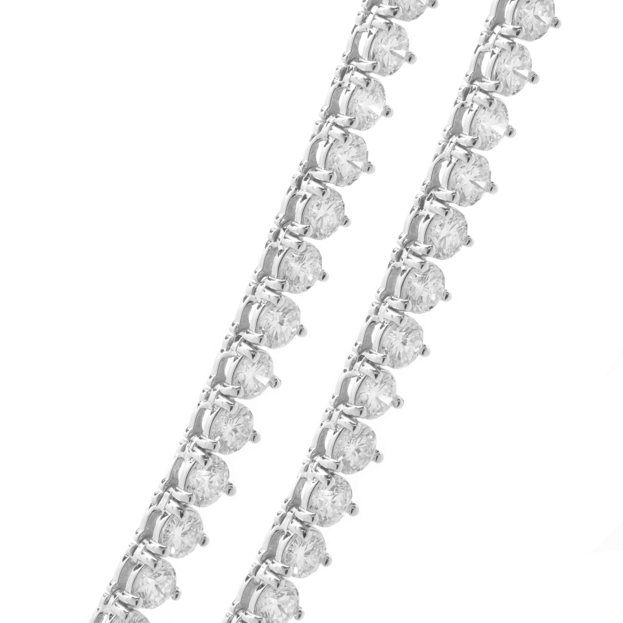 Designer: custom design
Material: 18K white gold
Diamond: 111 round brilliant cut = 17.11cttw
Color: G /  H
Clarity: VS2
Dimensions: necklace measures 17-inches in length 
Weight: 28.07 grams