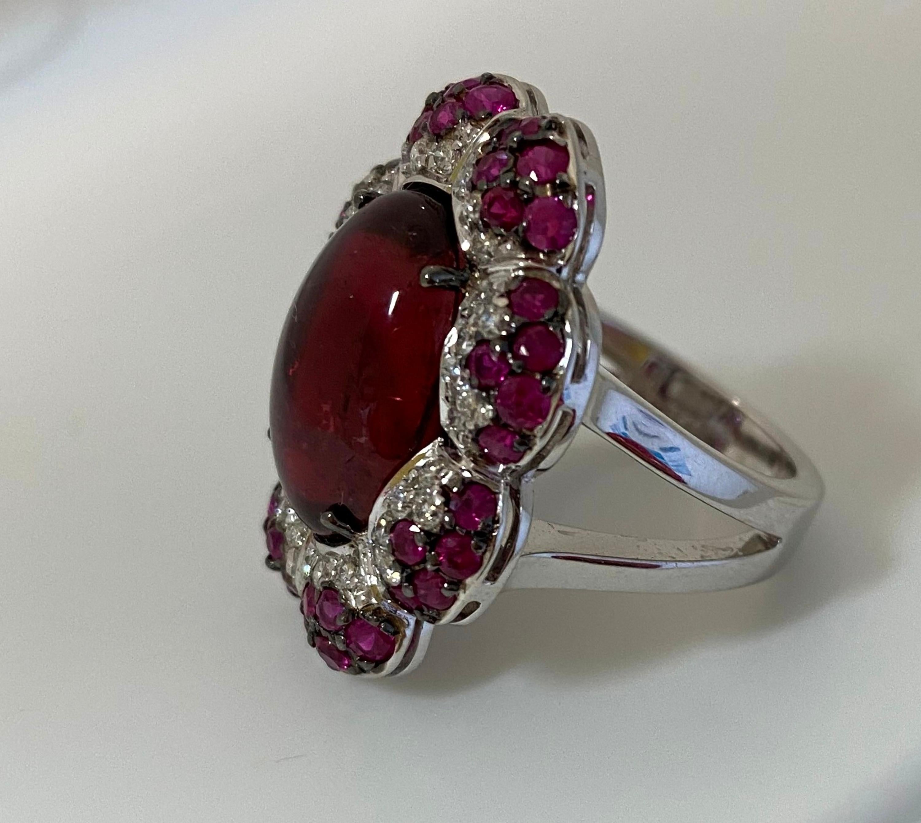 18 Karat White Gold Diamond Tourmaline and Ruby Cocktail Ring

36 Diamonds 0,54 Carat
1  Tourmaline 7,57 Carat
40 Ruby 2,10 Carat

Size EU 55 US 7,2


Founded in 1974, Gianni Lazzaro is a family-owned jewelery company based out of Düsseldorf,