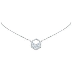 18 Karat White Gold Diamond Triangle Halo Necklace