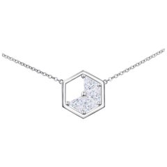 18 Karat White Gold Diamond Triangle Necklace