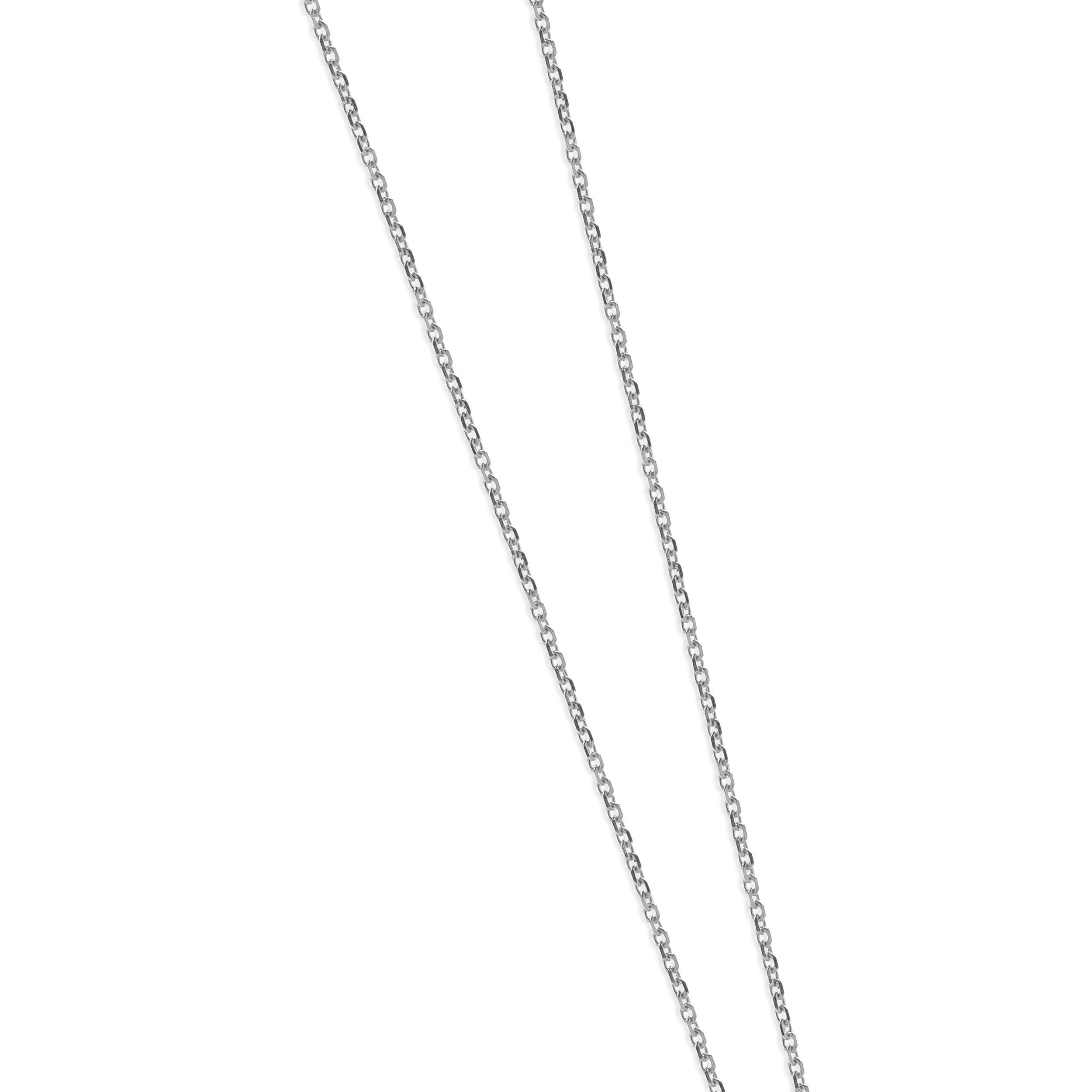 Taglio rotondo Collana Station con diamanti a triangolo in oro bianco 18 carati in vendita