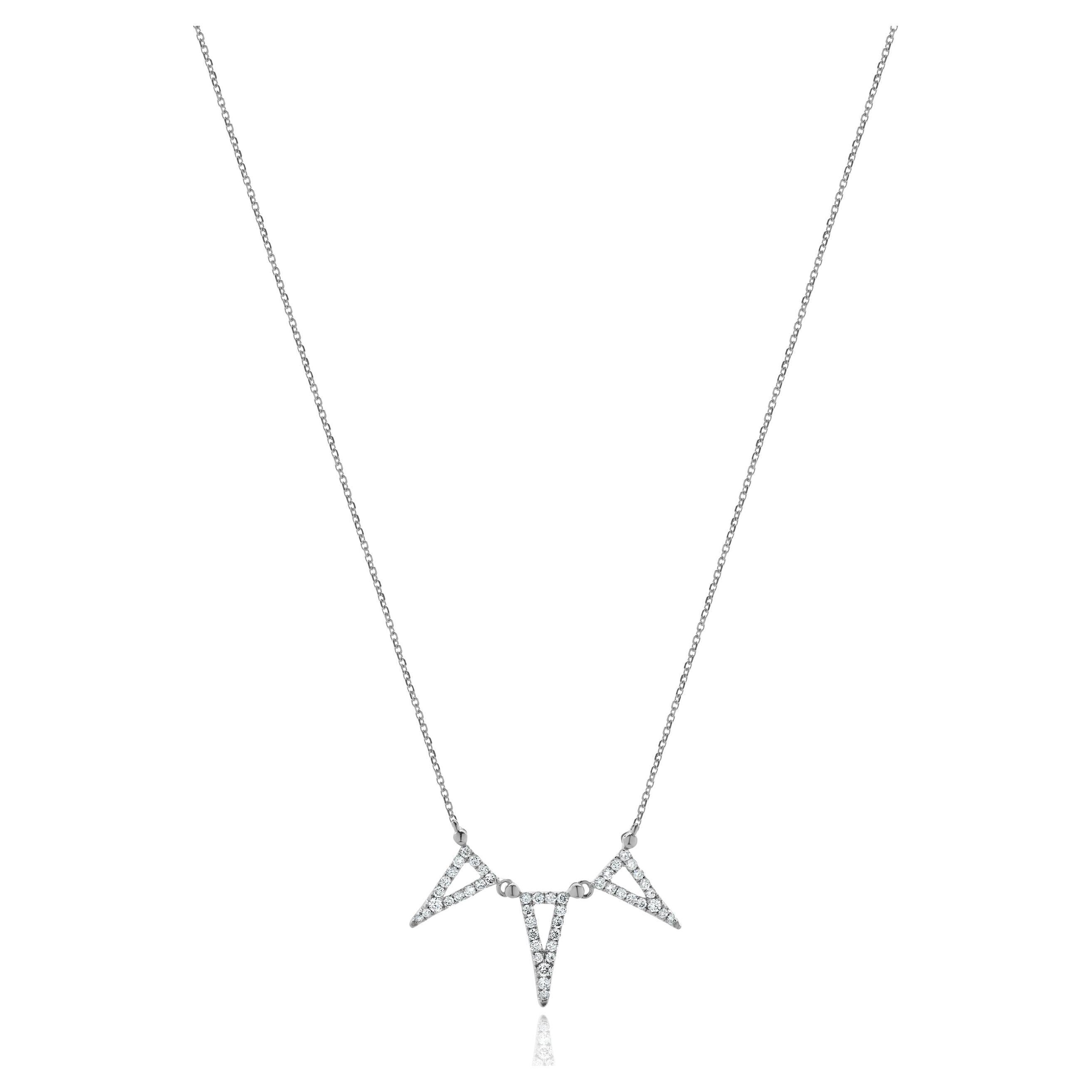 Collana Station con diamanti a triangolo in oro bianco 18 carati