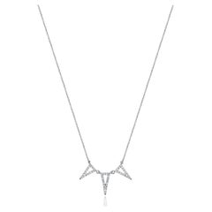 18 Karat White Gold Diamond Triangle Station Necklace