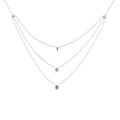 Collier simple à trois rangs de diamants en or blanc 18 carats