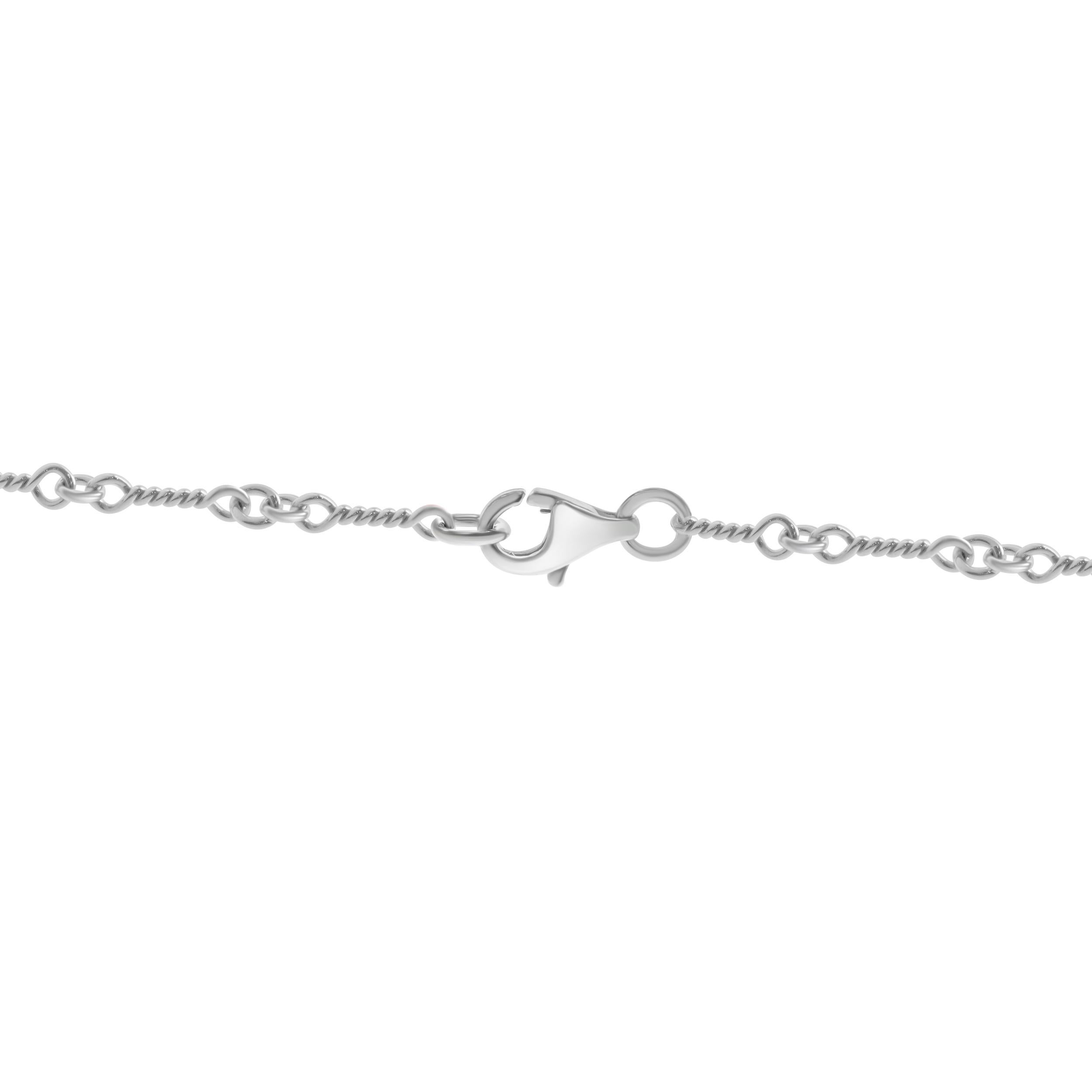 Round Cut 18 Karat White Gold Diamond Twisted Link Lariat Necklace For Sale