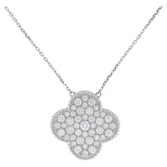 18 Karat White Gold Diamond Van Cleef & Arpels Magic Alhambra Pendant Necklace