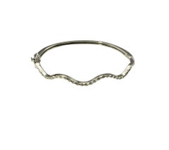 18 Karat White Gold Diamond Wavey Bangle Bracelet #15277