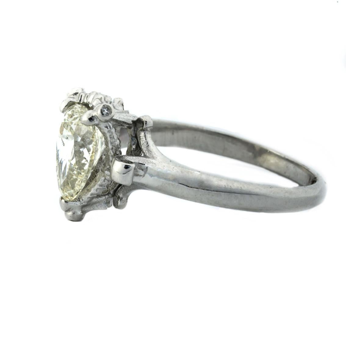 Women's or Men's 18 Karat White Gold Solitaire Diamond Wedding Ring and Diamond Keeper Ring Set For Sale