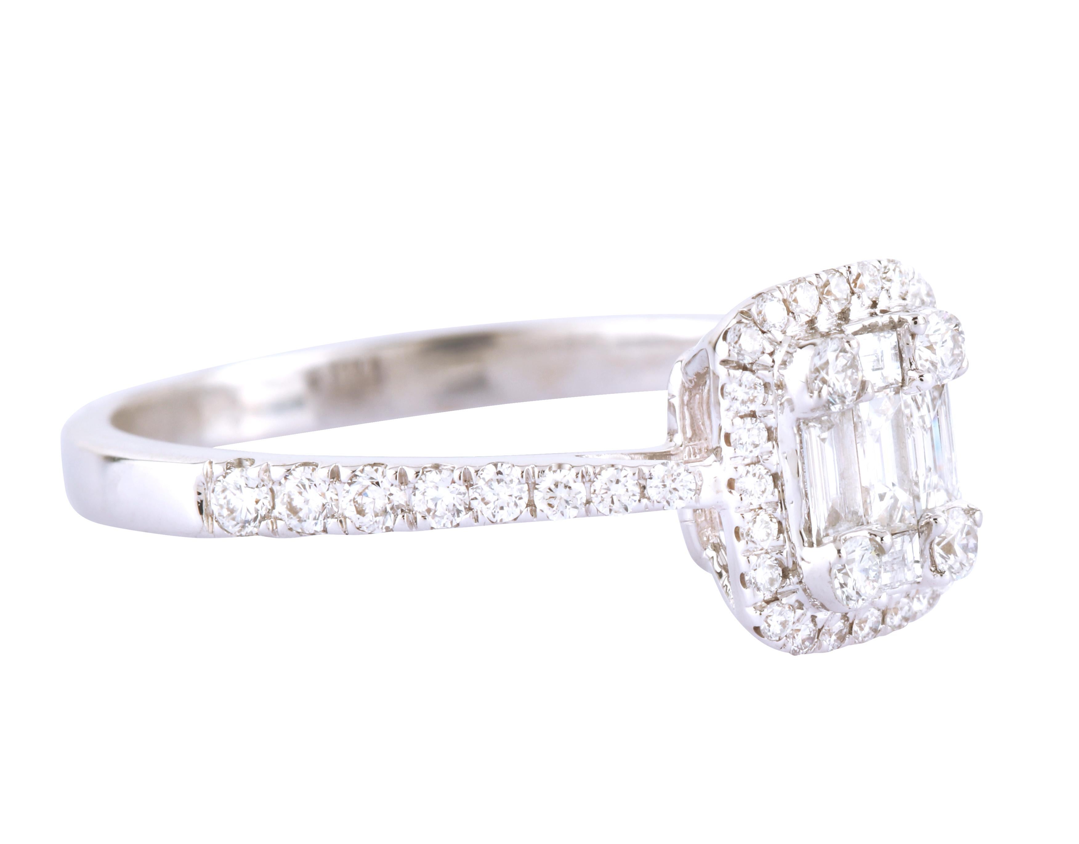 Modern 18 Karat White Gold Diamond Wedding Ring For Sale