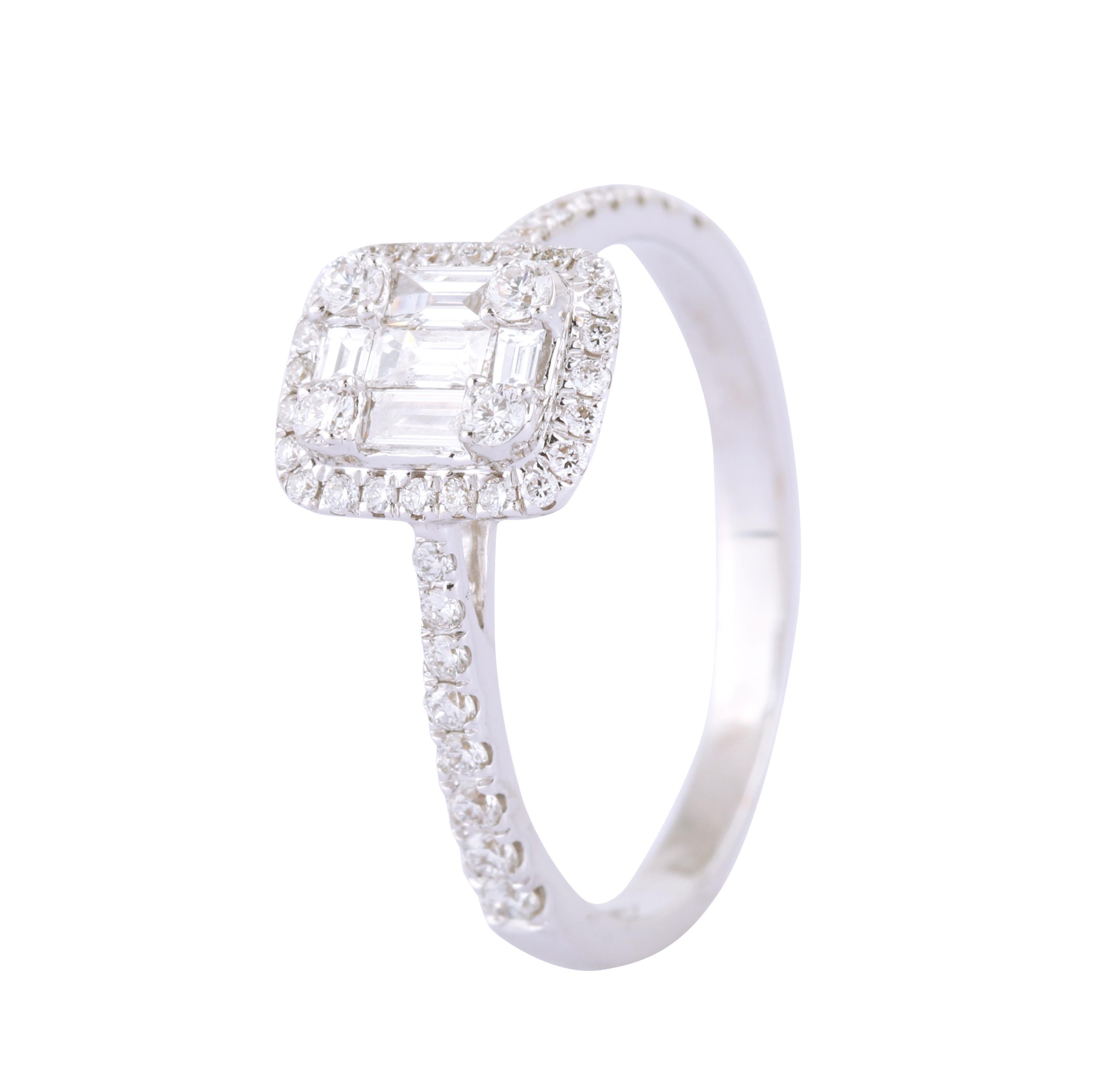 Brilliant Cut 18 Karat White Gold Diamond Wedding Ring For Sale