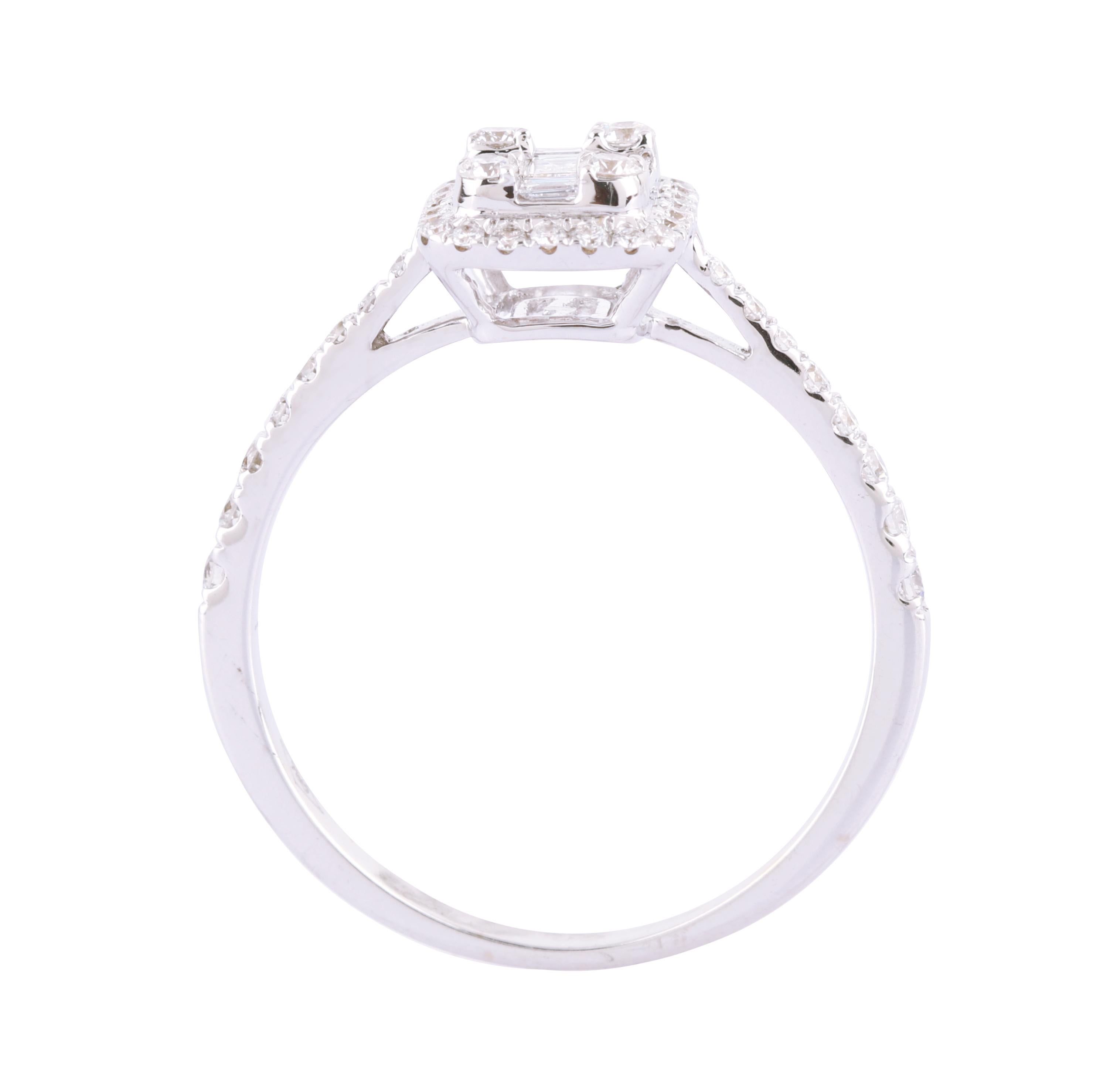 Women's 18 Karat White Gold Diamond Wedding Ring For Sale