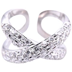 18 Karat White Gold Diamond X Ring