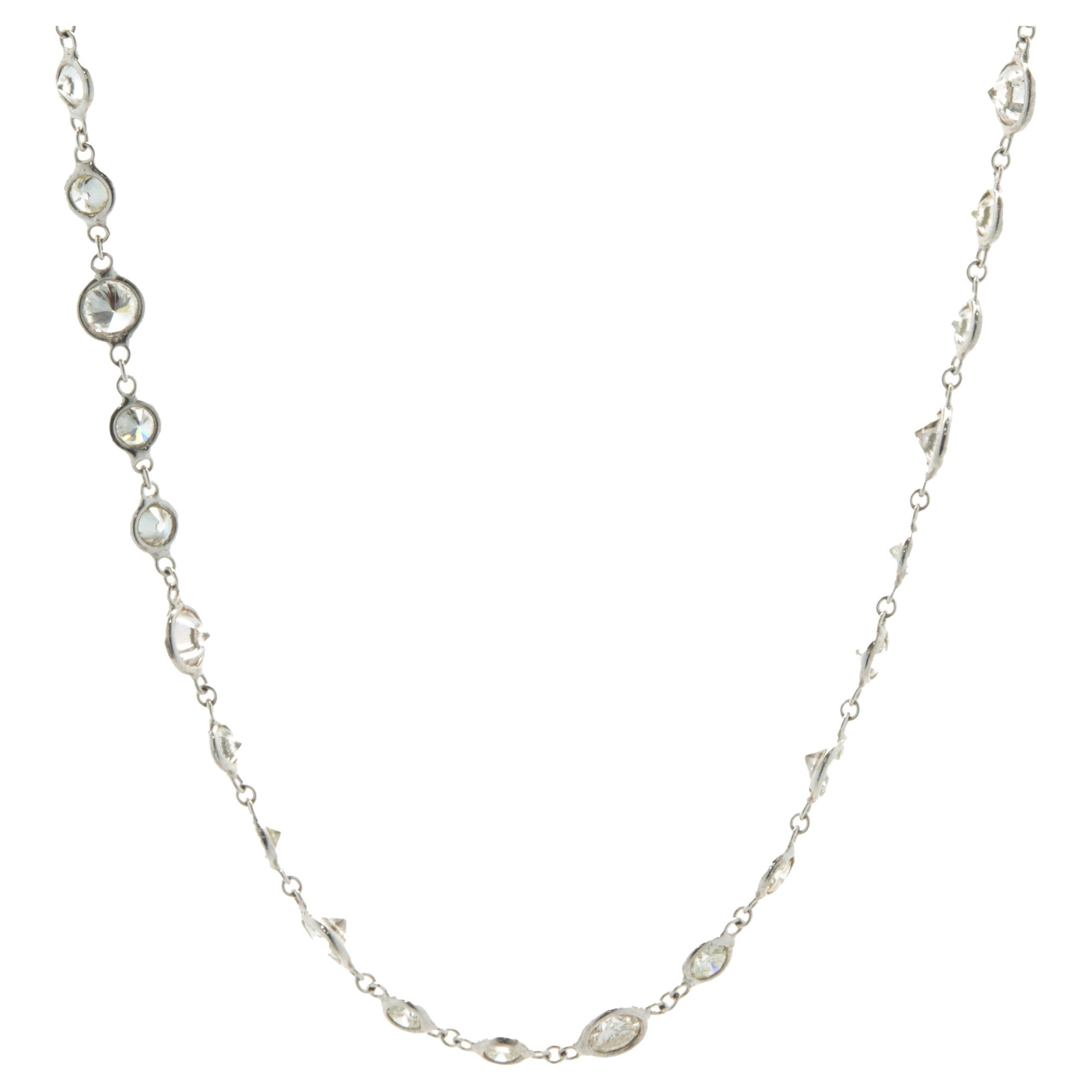 18 Karat White Gold Diamonds By The Yard Necklace For Sale