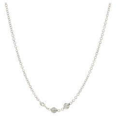 18 Karat White Gold Diamonds By The Yard Station Necklace