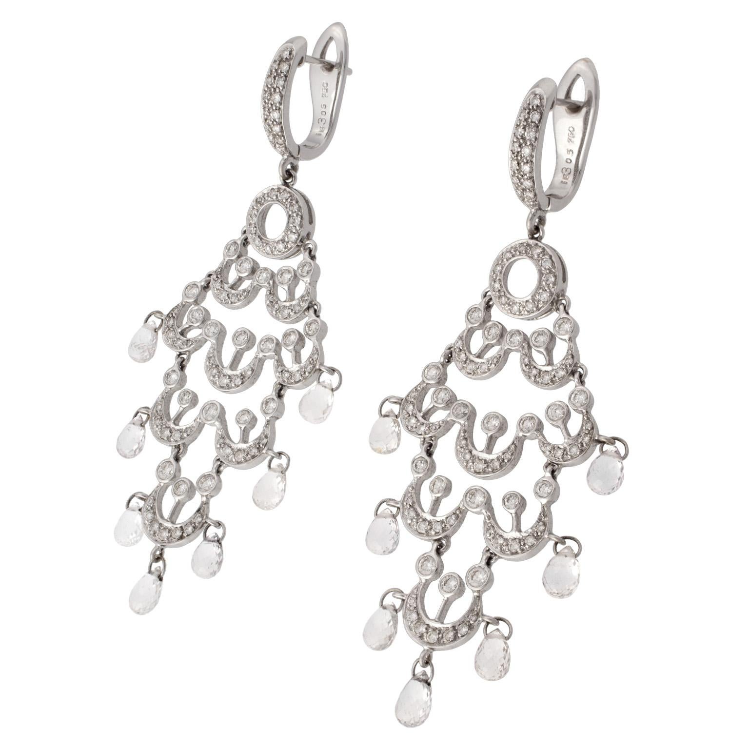 18 Karat White Gold Diamonds Chandelier Earrings In Excellent Condition For Sale In Madrid, ES