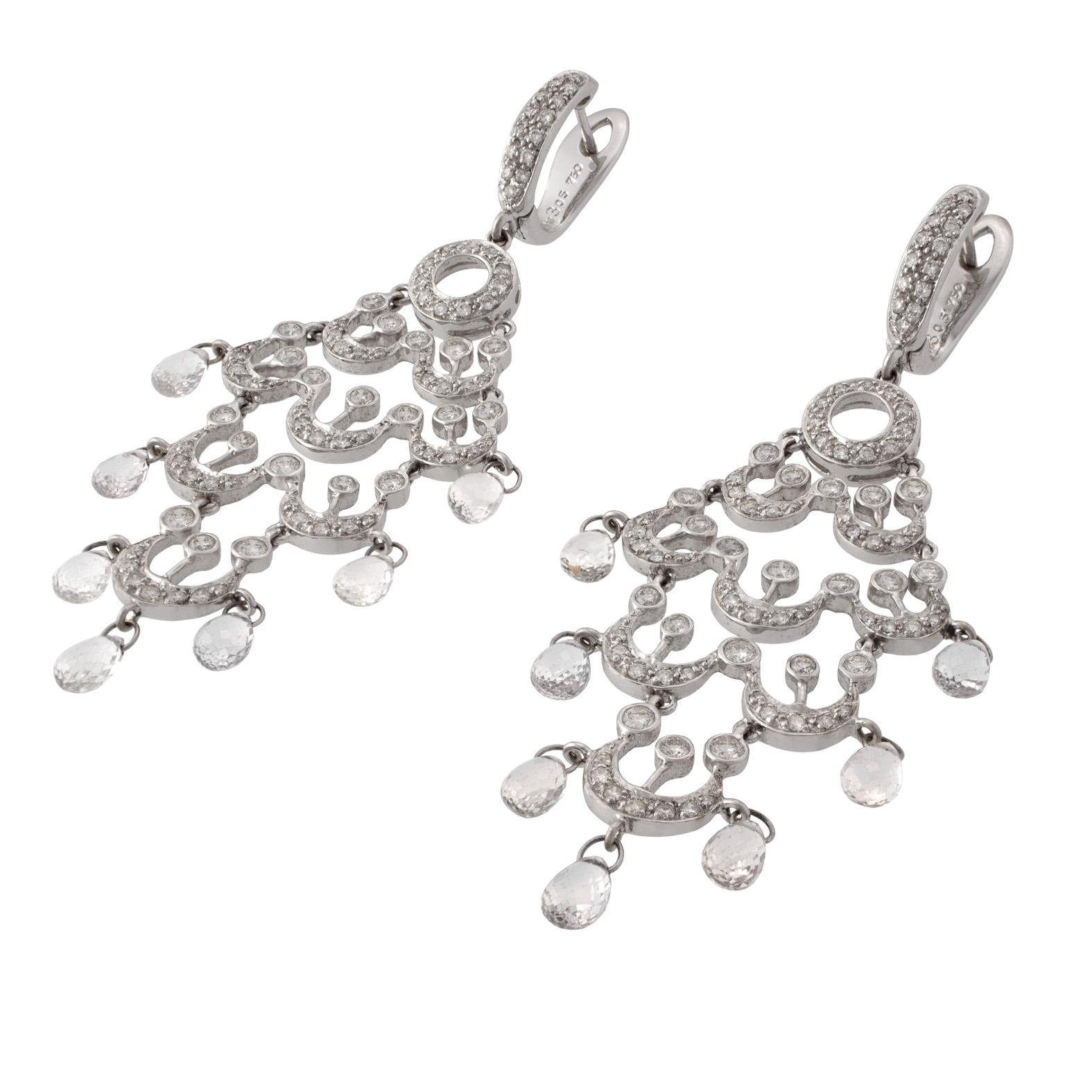 Women's 18 Karat White Gold Diamonds Chandelier Earrings For Sale
