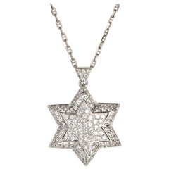 gold neclas 18 Karat White Gold Diamonds David Star Pendant Neclas