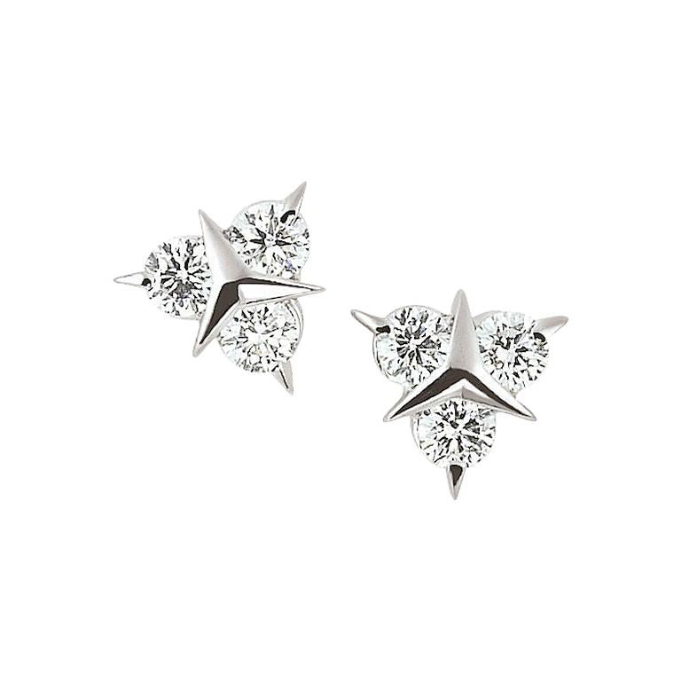 18 Karat White Gold Diamonds Garavelli Stud Earrings For Sale