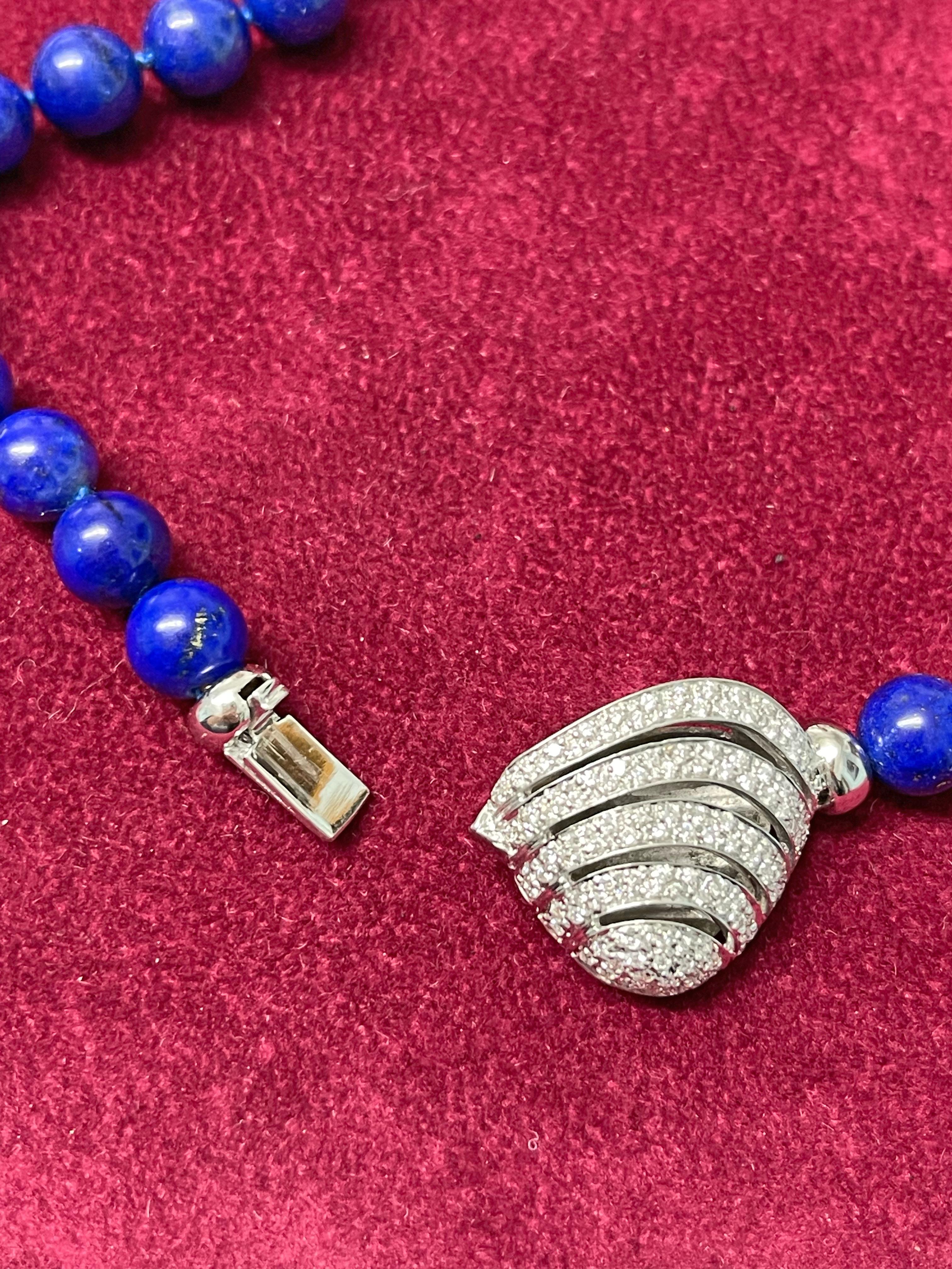 18 Karat White Gold Diamonds Lapis Lazuli Gold Beaded Necklace Beads In New Condition For Sale In Milano, IT