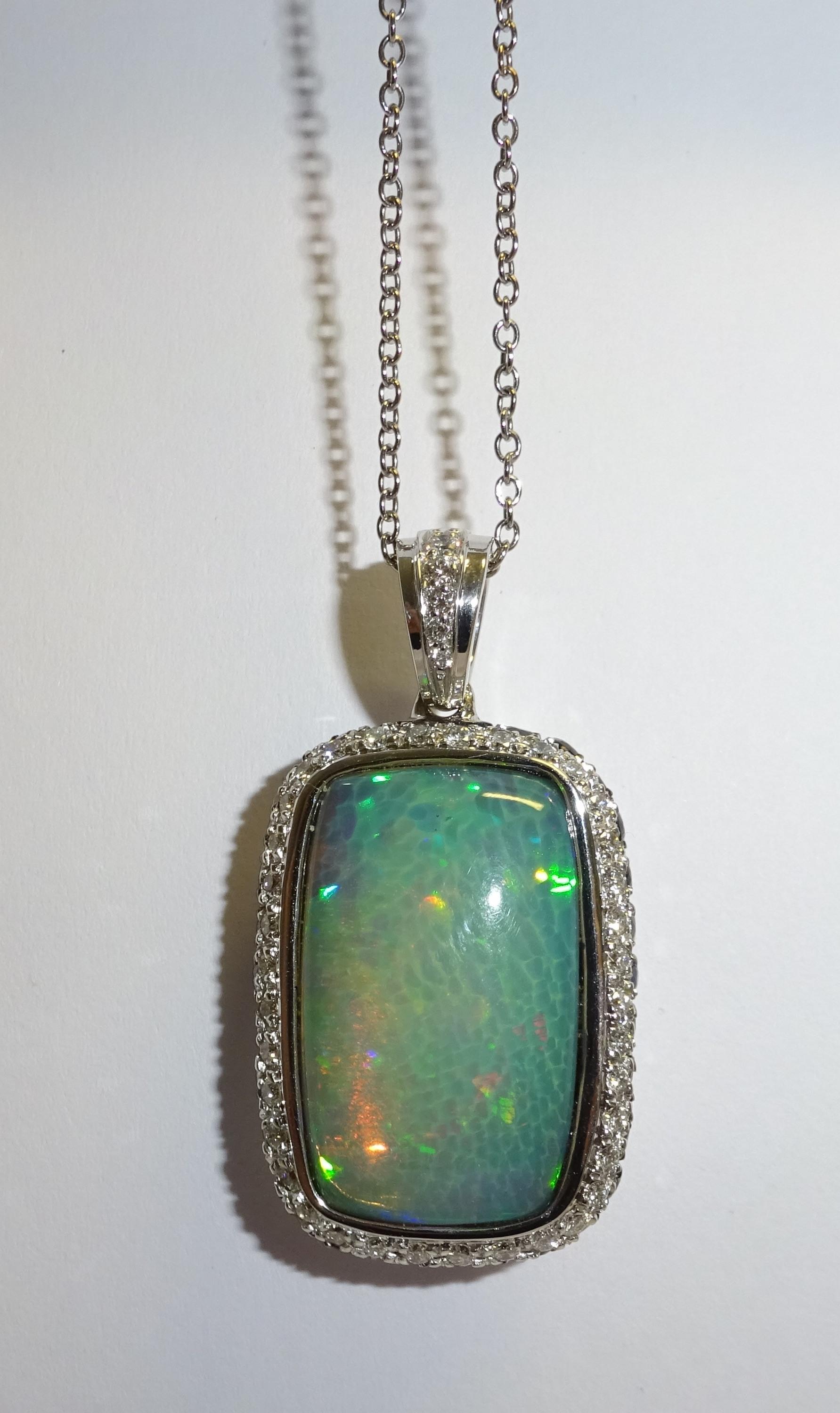 18 Karat White Gold  Diamonds  and Opal Pendant Necklace

42 Diamonds 0.46 ct. G-SI
29 Sapphire Black 0.48 ct.
1 opal 10.30  ct




Founded in 1974, Gianni Lazzaro is a family-owned jewelery company based out of Düsseldorf, Germany.
Although rooted