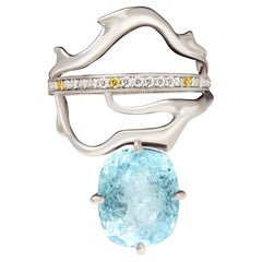 White Gold Diamonds Cocktail Ring with Paraiba Tourmaline and Sapphires