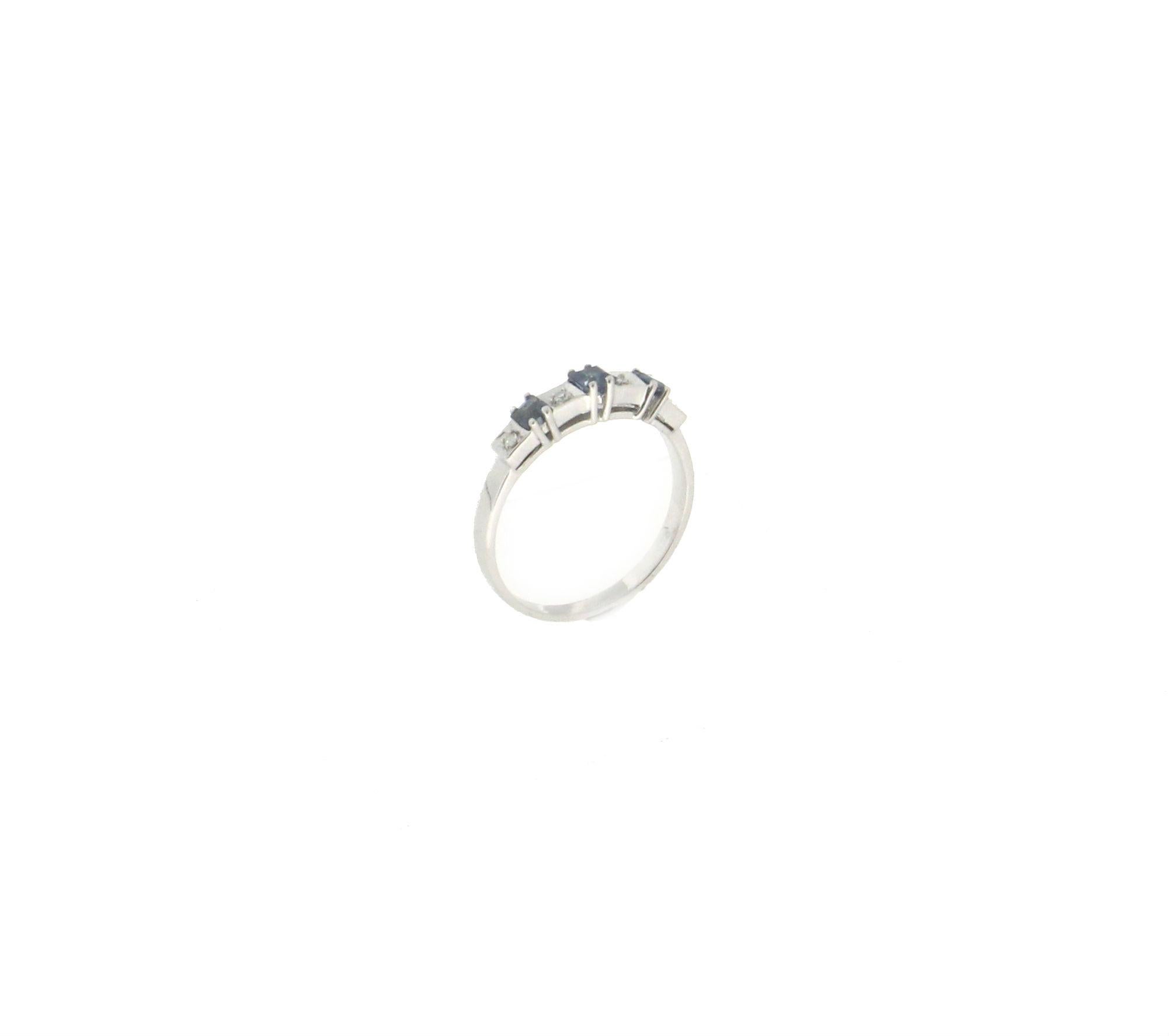 18 Karat White Gold Diamonds Sapphires Cocktail Ring In New Condition In Marcianise, IT