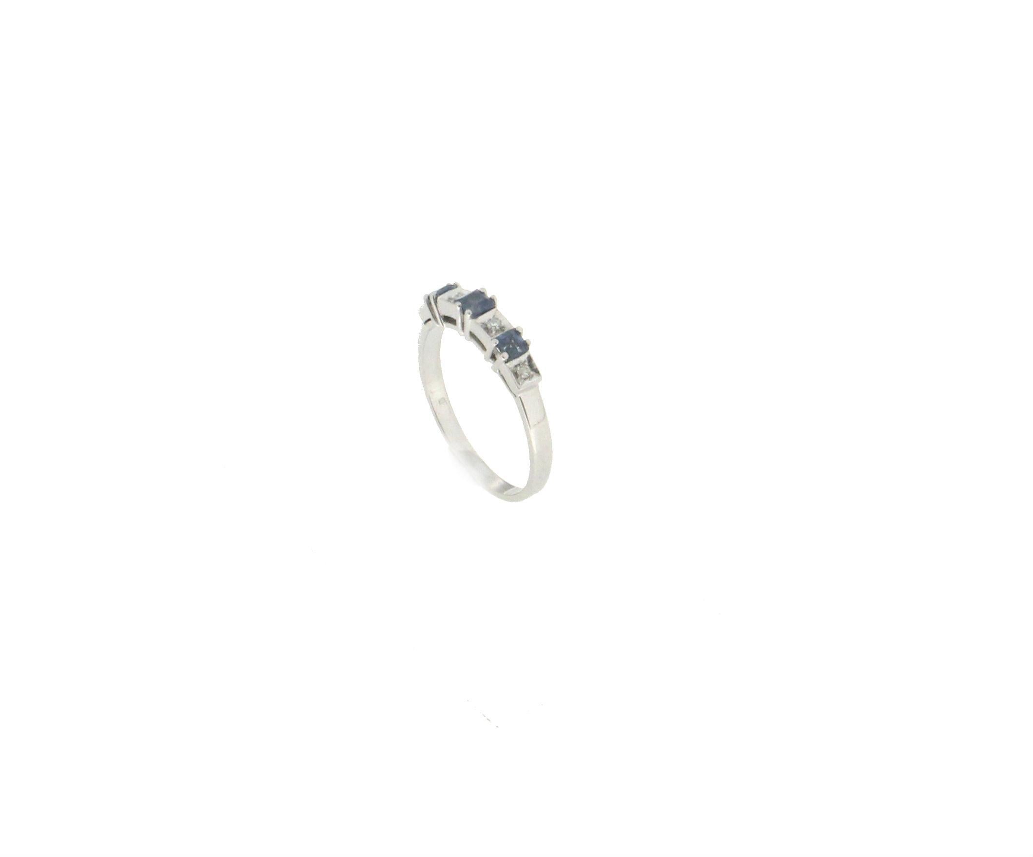 18 Karat White Gold Diamonds Sapphires Cocktail Ring 1