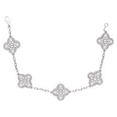 18 Karat White Gold Diamonds Van Cleef & Arpels Vintage Alhambra Bracelet