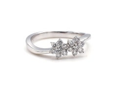 18 Karat White Gold Double Flower Cluster Diamond Ring