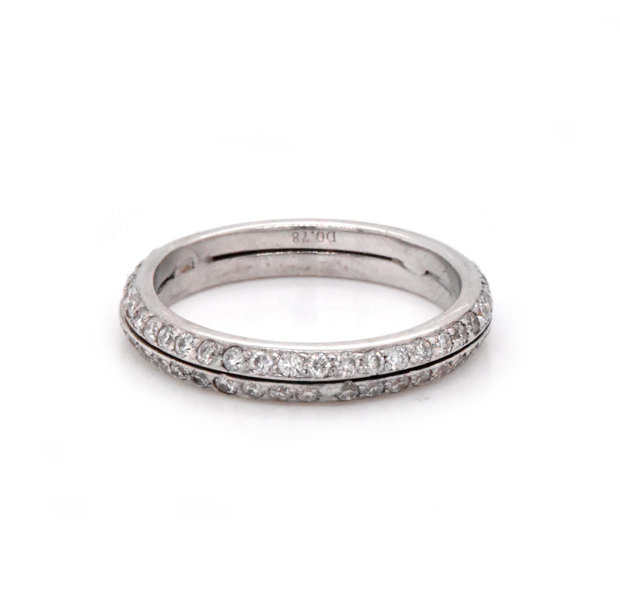 Round Cut 18 Karat White Gold Double Row Diamond Band