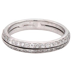 18 Karat White Gold Double Row Diamond Band