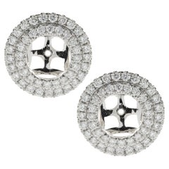 18 Karat White Gold Double Row Diamond Earring Jackets