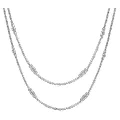18 Karat White Gold Double Row Diamond Opera Length Necklace