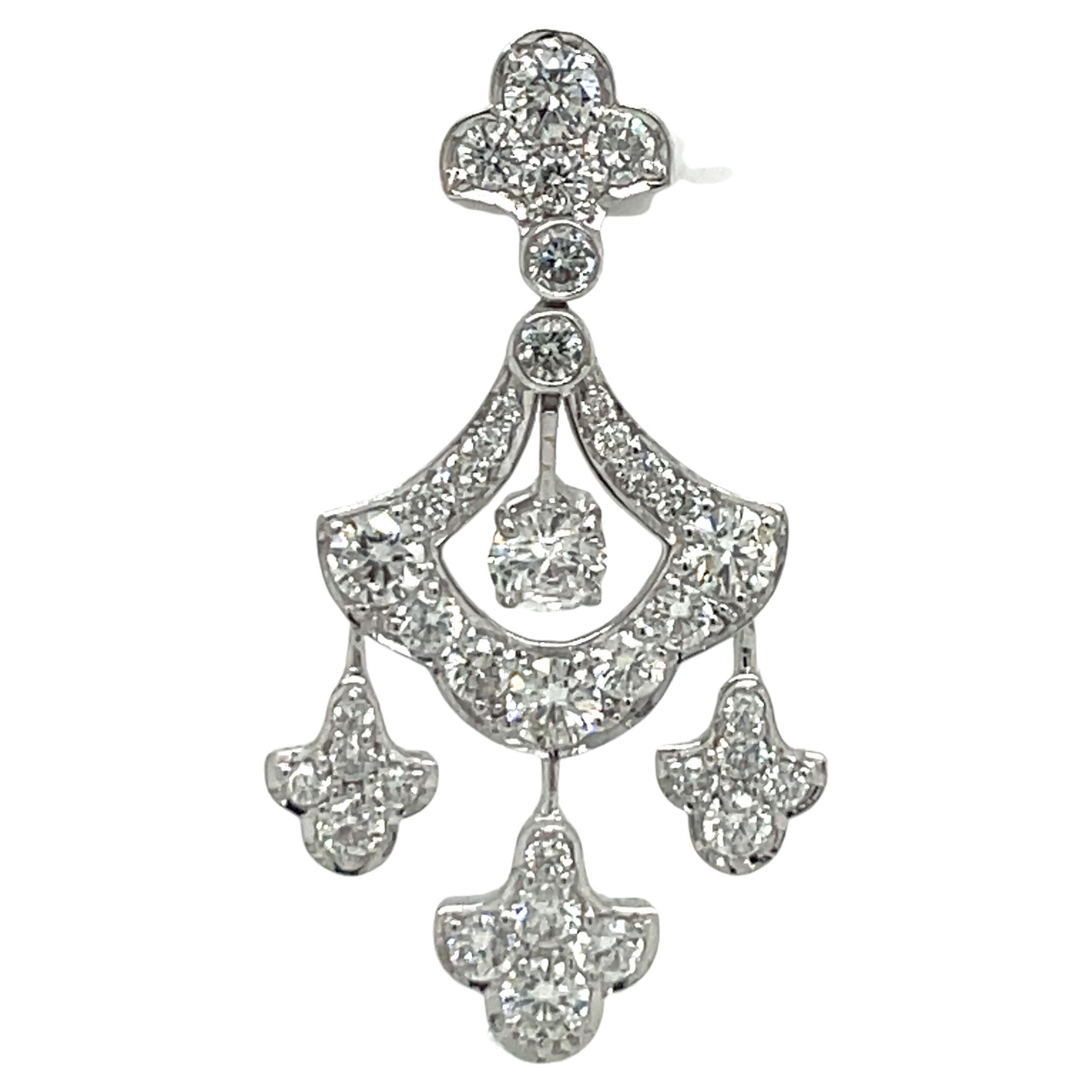 Women's 18 Karat White Gold Drop Dangle Diamond Earrings 3.98 Carats For Sale