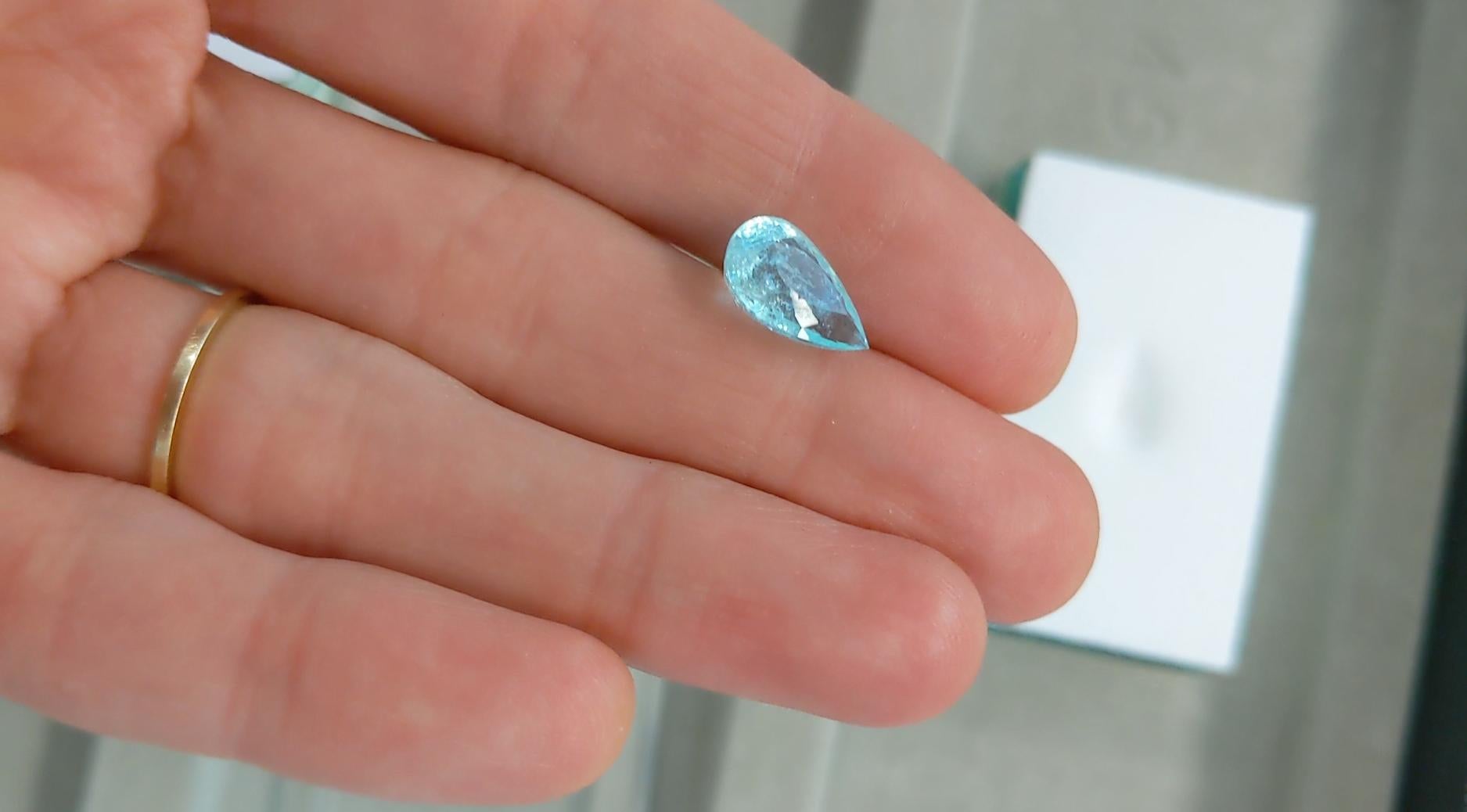 Pendientes de Gota de Oro Blanco de 18 Kilates con Turmalinas Paraiba Naturales Desmontables en venta 5