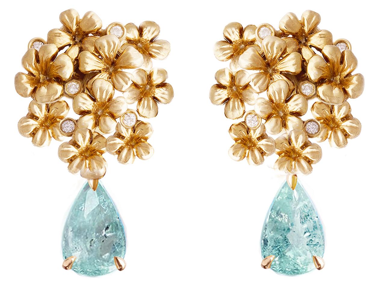 18 Karat White Gold Drop Earrings with Detachable Natural Paraiba Tourmalines For Sale 8