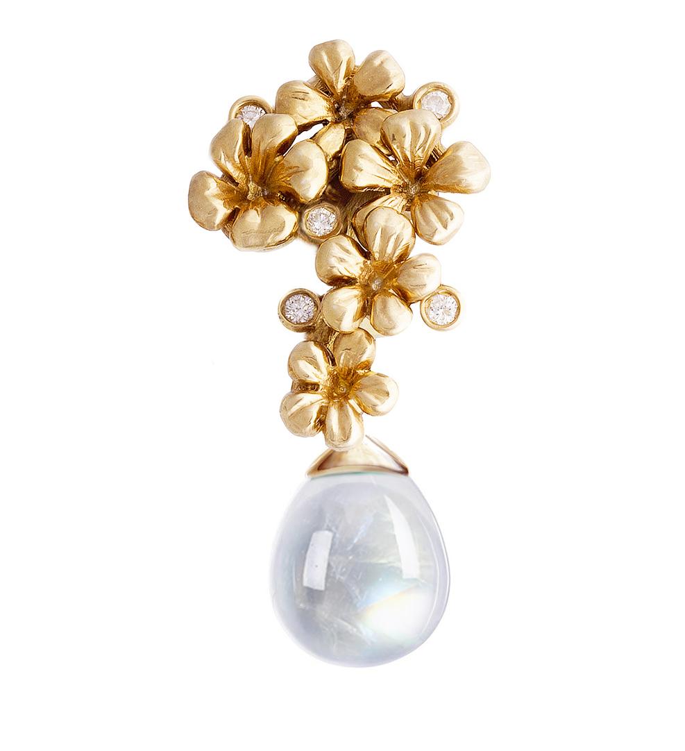 White Gold Drop Pendant Necklace with Diamonds and Removable Quartz For Sale 6