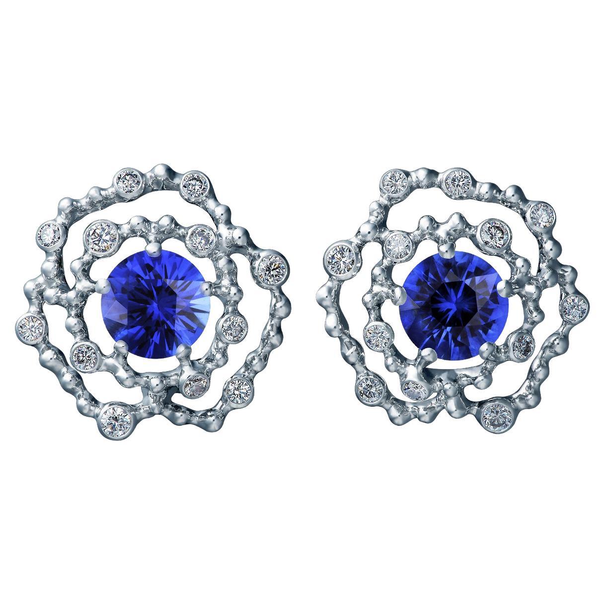 18 Karat White Gold Earrings with 2.46 Carat Sapphires and 0.43 Carat Diamonds
