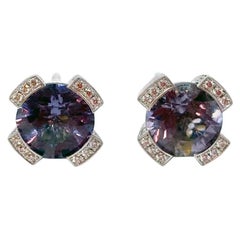 18 Karat White Gold Earrings with Purple Spinell and Diamonds