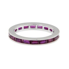 18 Karat White Gold East-West Style Baguette Ruby Eternity Band Ring