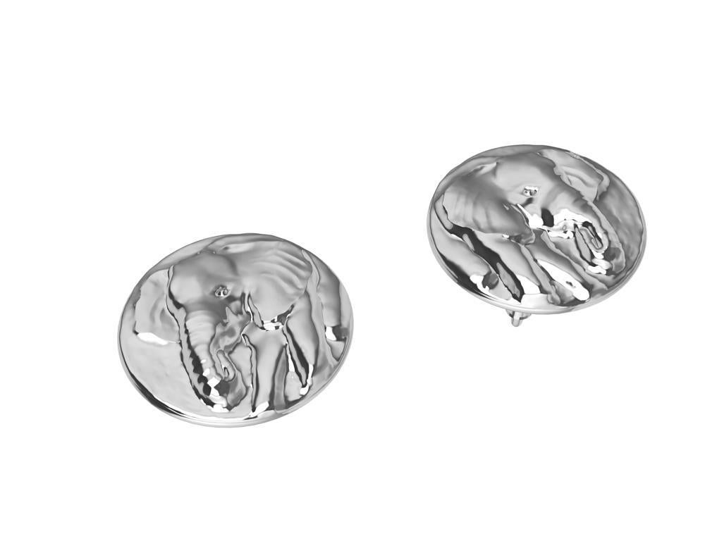 18k  Boucles d'oreilles éléphant, Thomas Kurilla, designer de Tiffany, a créé ce modèle pour les femmes. Comment ne pas aimer les éléphants ? Ils captent l'imagination.  Qui ne voudrait pas en monter une ? Ils peuvent se rappeler où se trouve l'eau