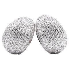 18 Karat White Gold Elongated Pave Diamond Dome Earrings