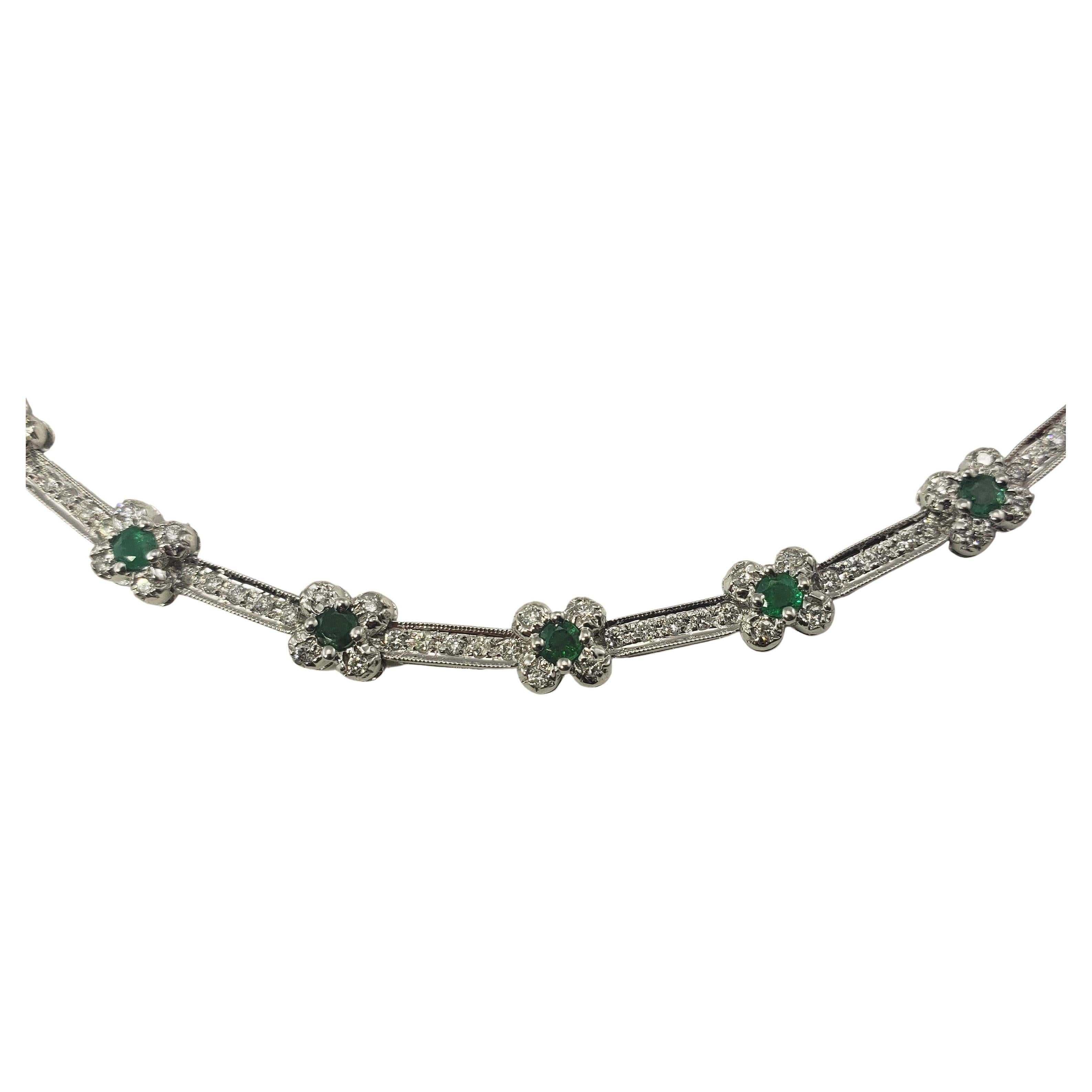 18 Karat White Gold Emerald and Diamond Bracelet For Sale